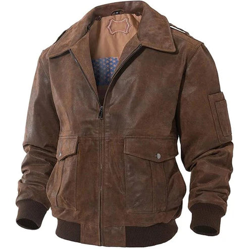 Air Force Flight Bomber Leather Jacket Men’s Classic Style