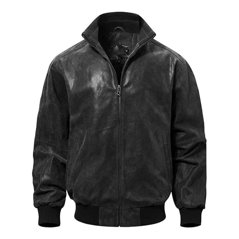 Men’s Casual Bomber Real Leather Jacket Timeless Everyday Style