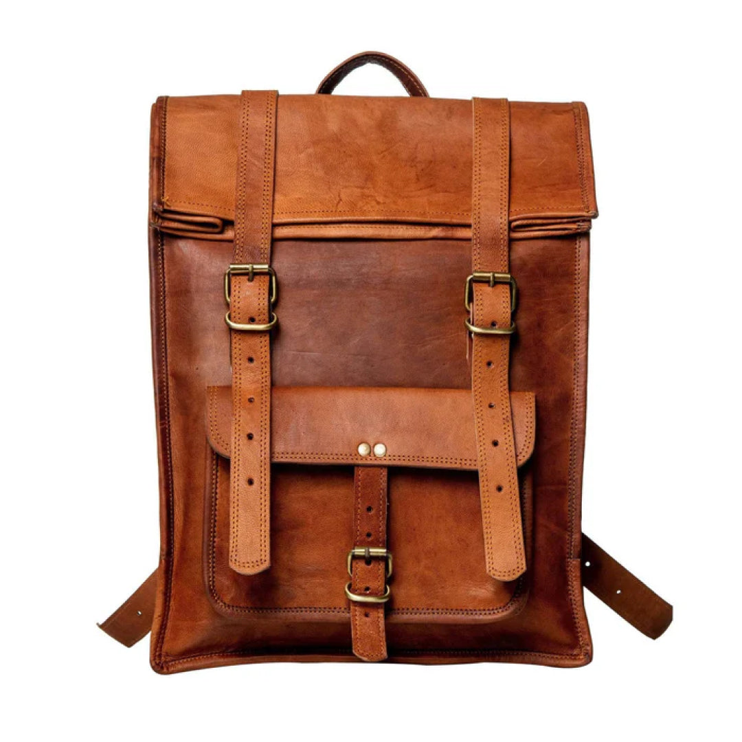 The Hoffman Roll Top Leather Backpack-Leather backpacks-Real Leather Store