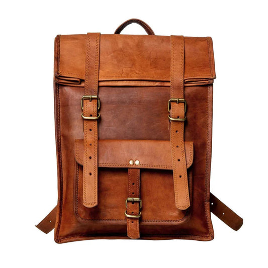 The Hoffman Roll Top Leather Backpack-Leather backpacks-Real Leather Store