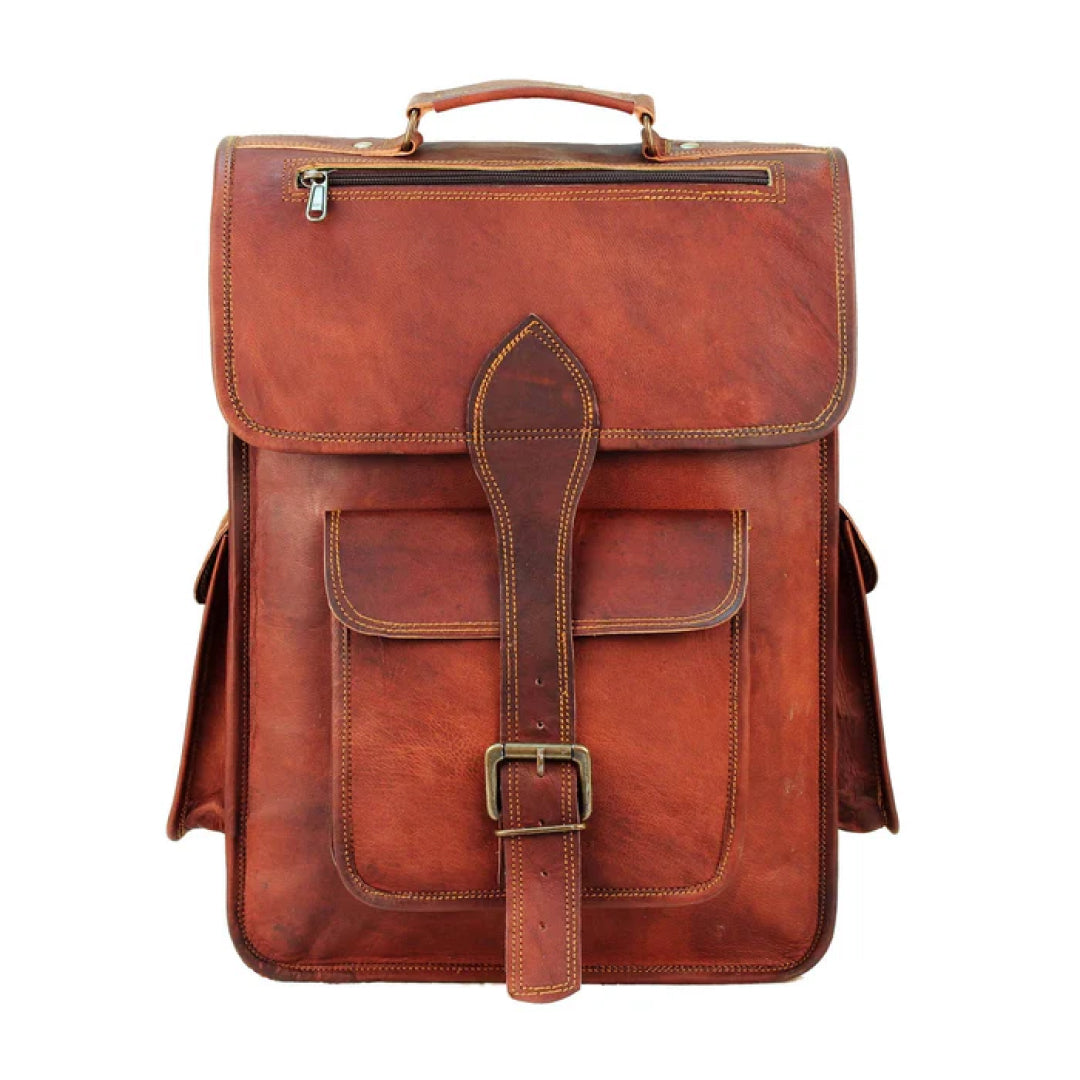 The Hughes Rustic Leather Backpack-Leather backpacks-Real Leather Store