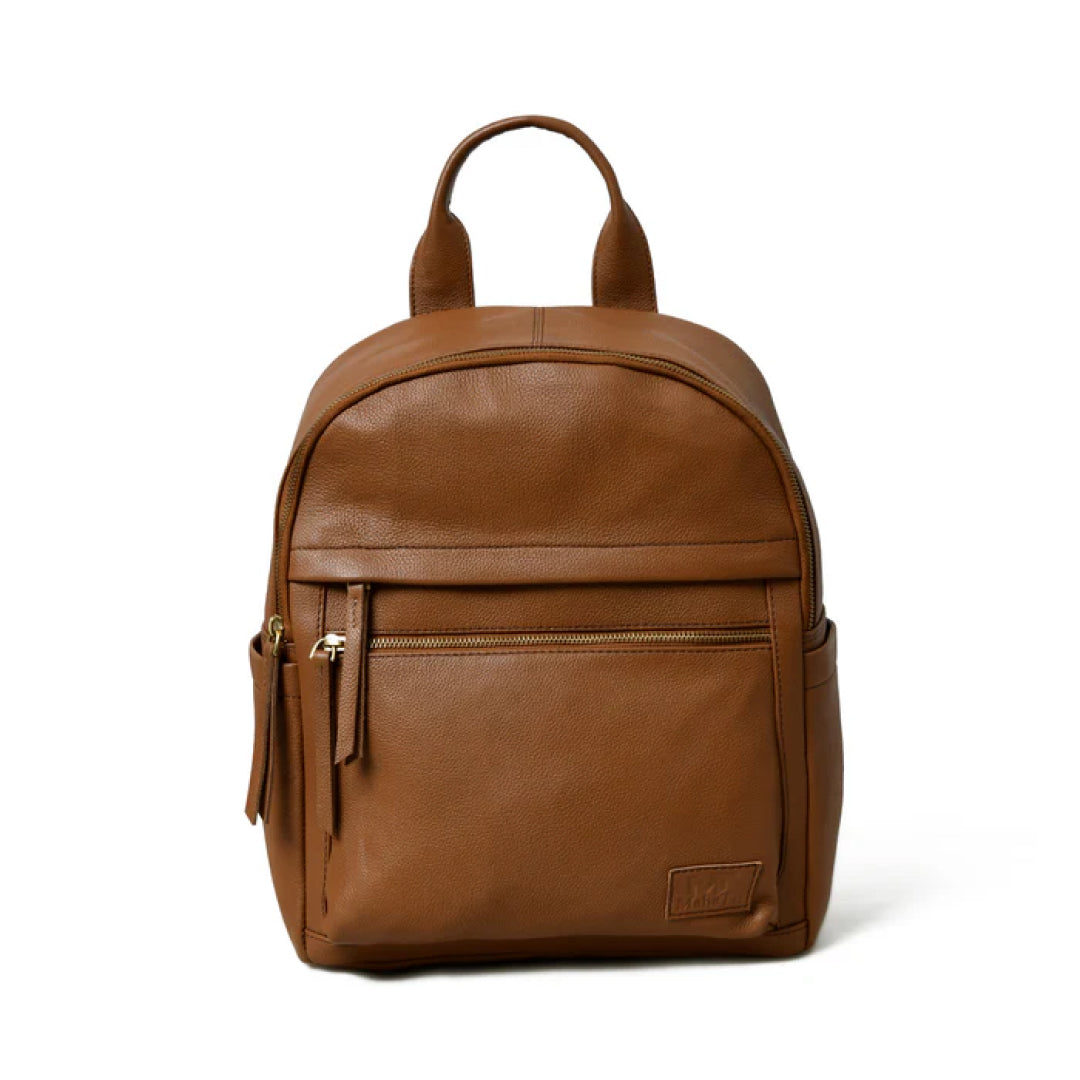 Tan Multi Pocket Women's Leather Backpack-Leather backpacks-Real Leather Store