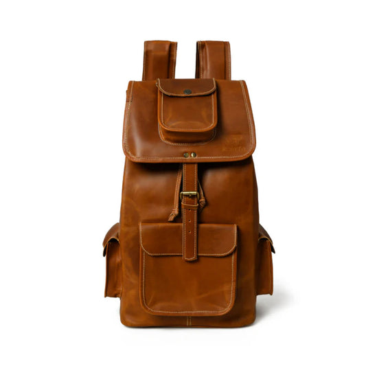 Earthtone Trekking Buffalo Leather Backpack-Leather backpacks-Real Leather Store