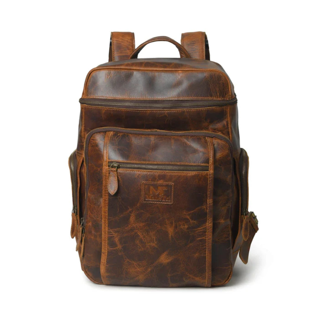 Alpha Caramel Buffalo Travel Leather Backpack-Leather backpacks-Real Leather Store