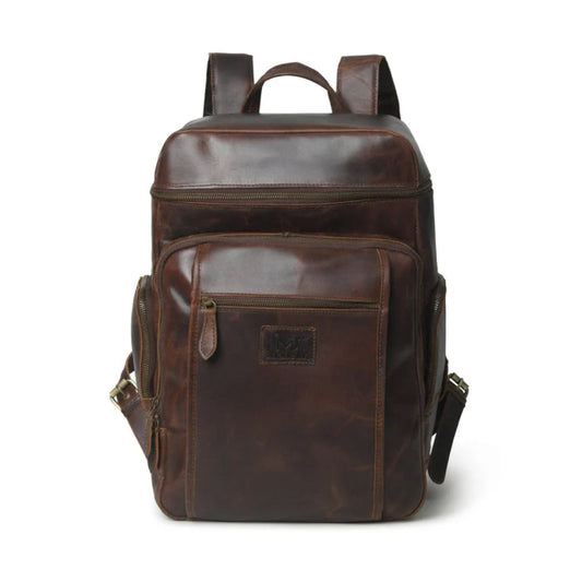 Alpha Brown Buffalo Travel Leather Backpack-Leather backpacks-Real Leather Store