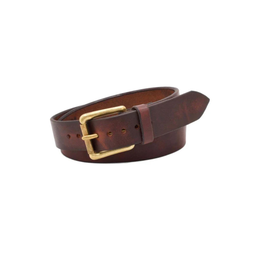 Men's Reddish Brown Classic Mahogany Leather Belt-LB-Real Leather Store