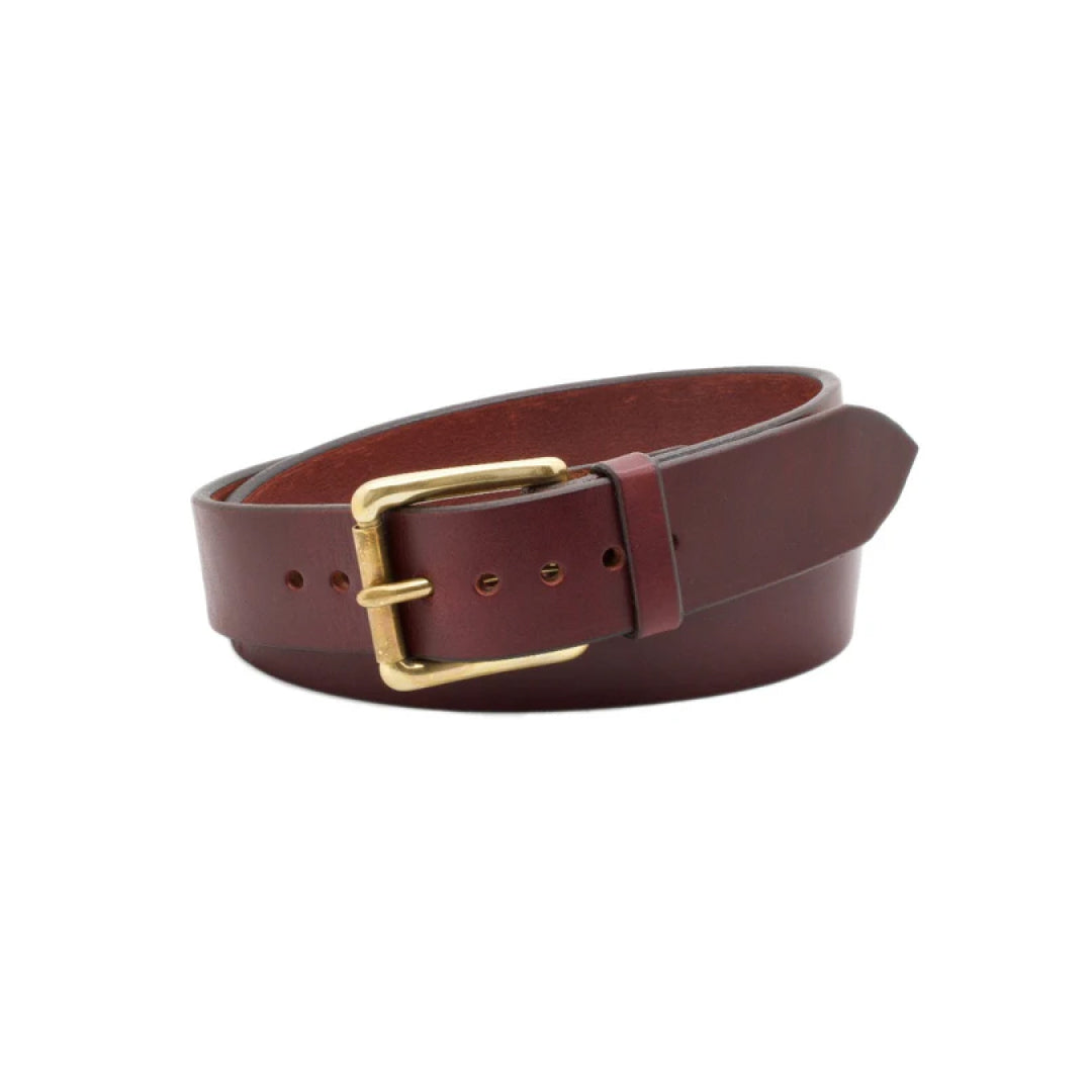 Men's Red And Brown Tone Classic Merlot Leather Belt-LB-Real Leather Store