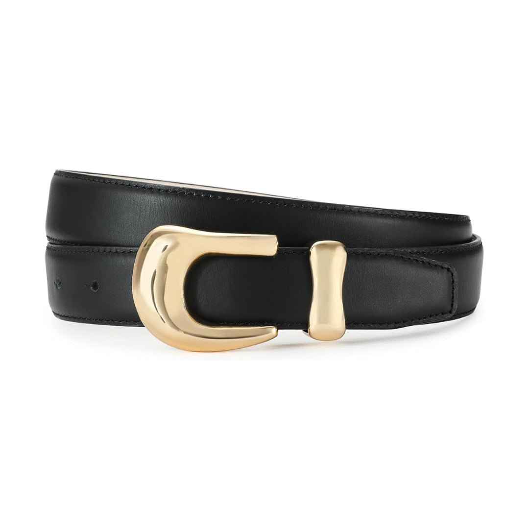 Genuine Leather Belt with Gold Buckle-Women Leather Belts-Premium Leather Store
