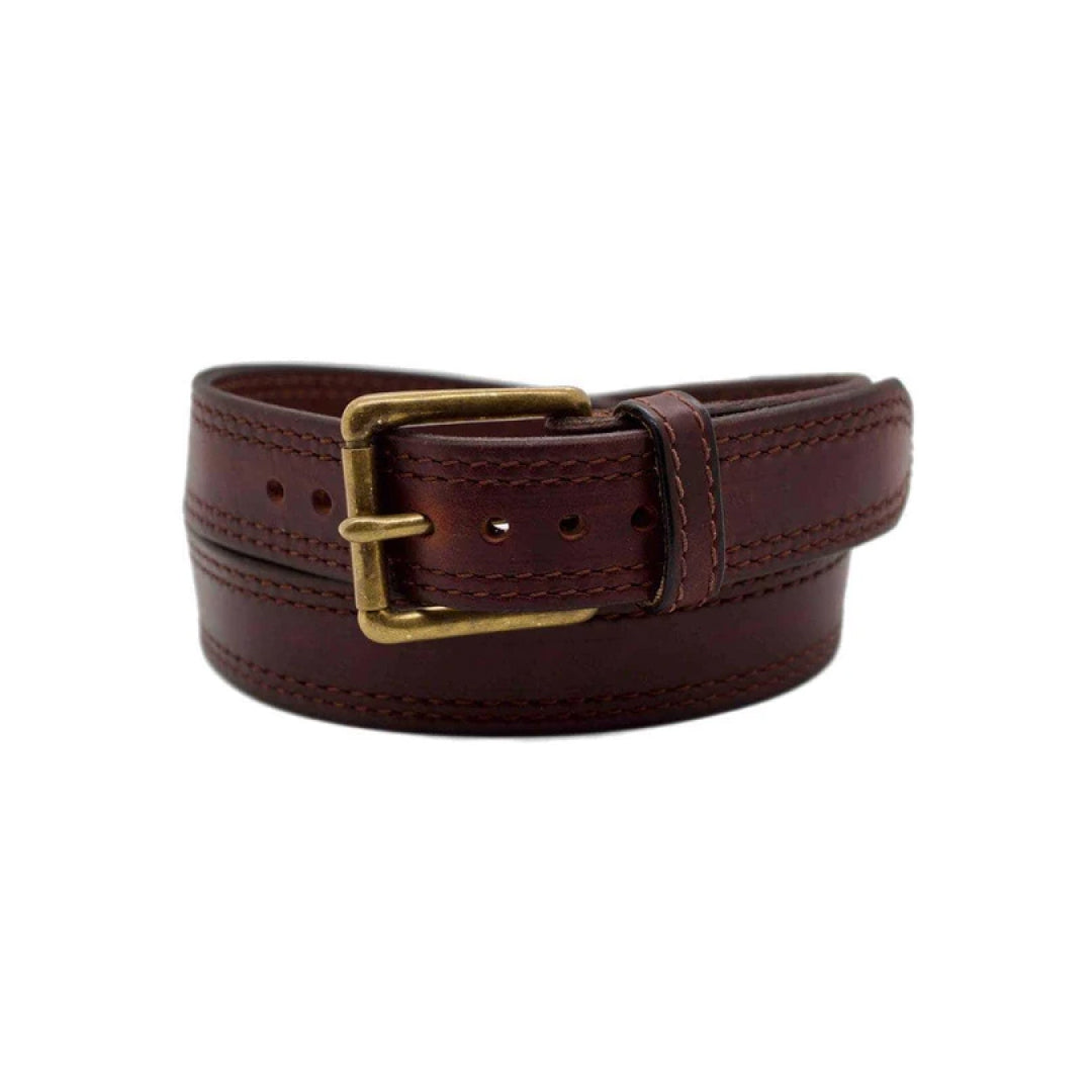 Men's Red Sequoia Leather Belt-LB-Real Leather Store