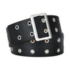 Black Belt Silver Buckle & Metal Ring Accents-Women Leather Belts-Premium Leather Store