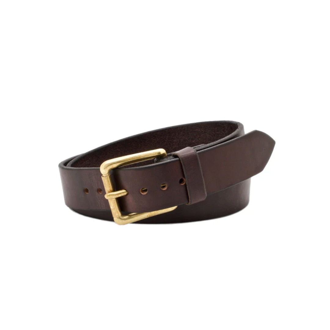 Men's Dark Brown Classic Espresso Leather Belt-LB-Real Leather Store