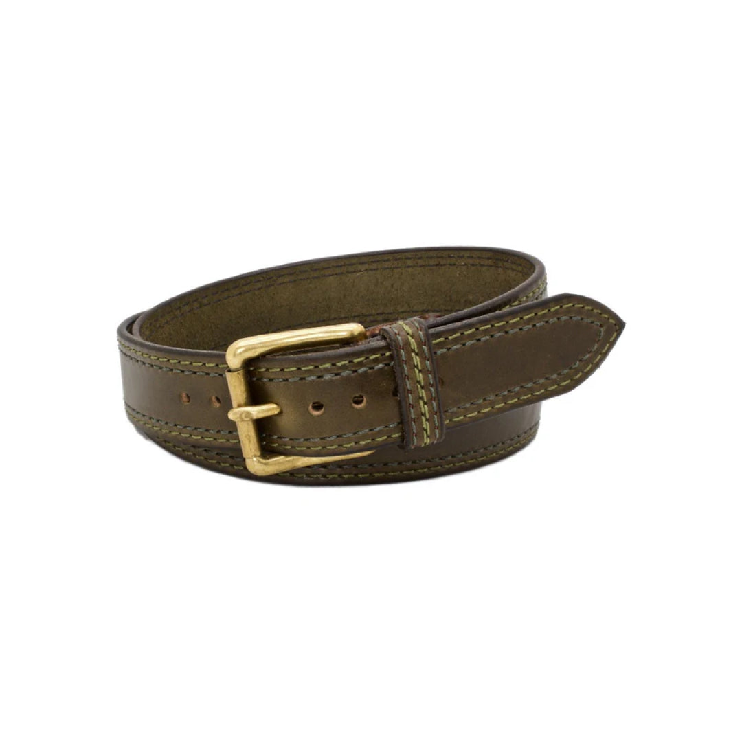 Men's Green Cedar Lane Leather Belt-LB-Real Leather Store