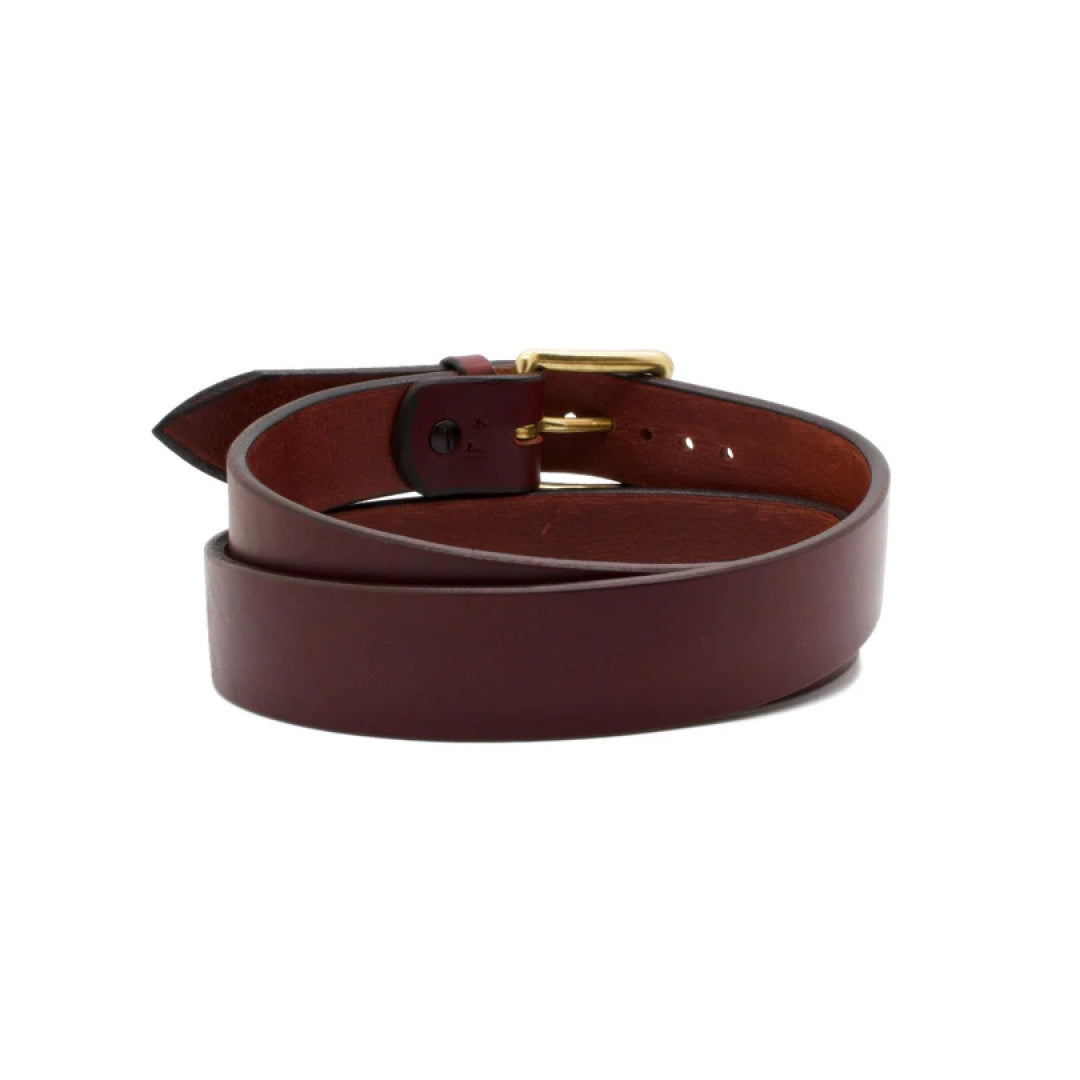 Men's Red And Brown Tone Classic Merlot Leather Belt-LB-Real Leather Store