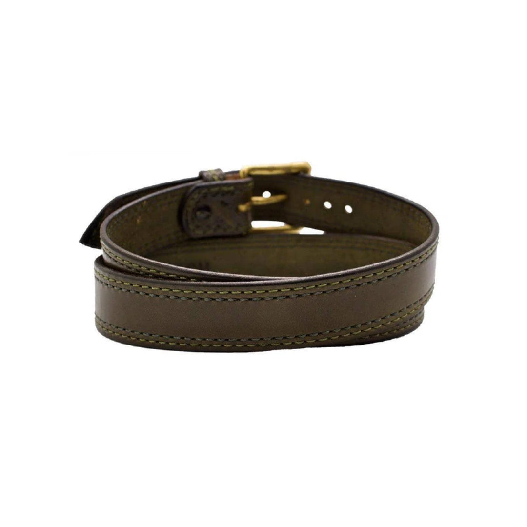 Men's Green Cedar Lane Leather Belt-LB-Real Leather Store