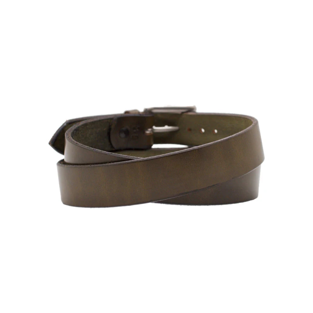 Men's Olive Green Classic Cedar Leather Belt-LB-Real Leather Store