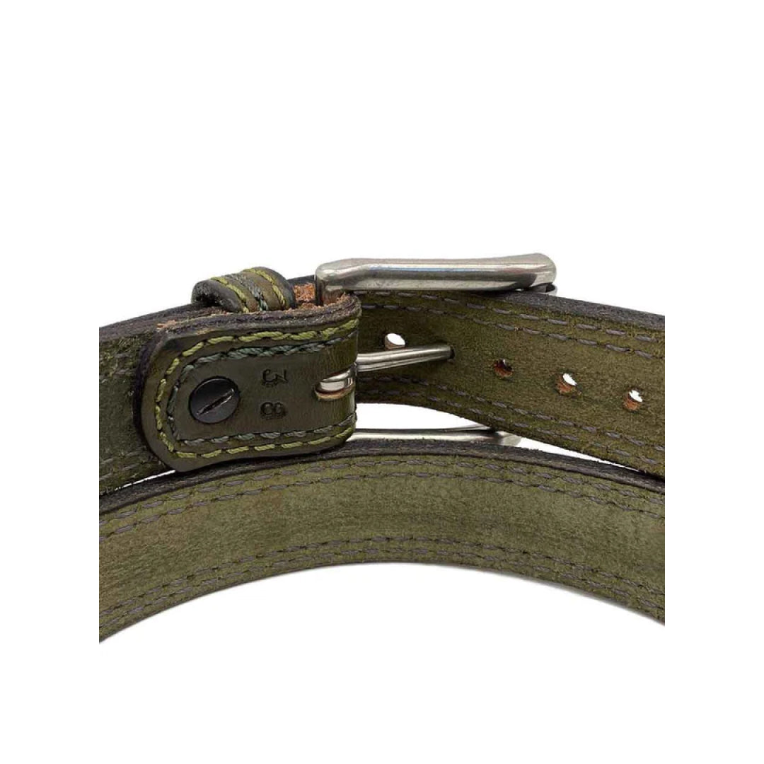 Men's Green Cedar Lane Leather Belt-LB-Real Leather Store