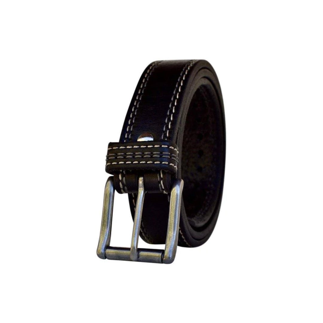 Men's Black Remington Leather Belt-LB-Real Leather Store