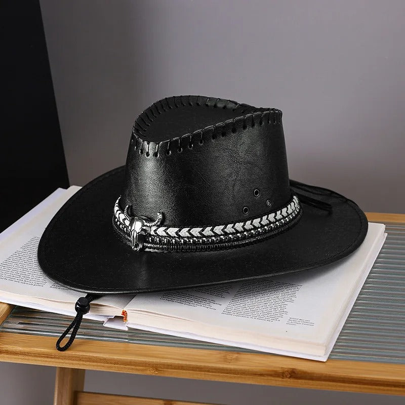 Vintage Faux Leather Cowboy Hat