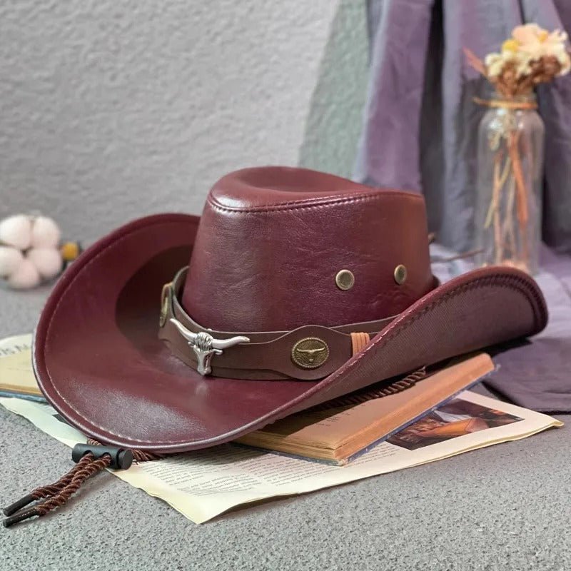 Vintage Faux Leather Cowboy Hats