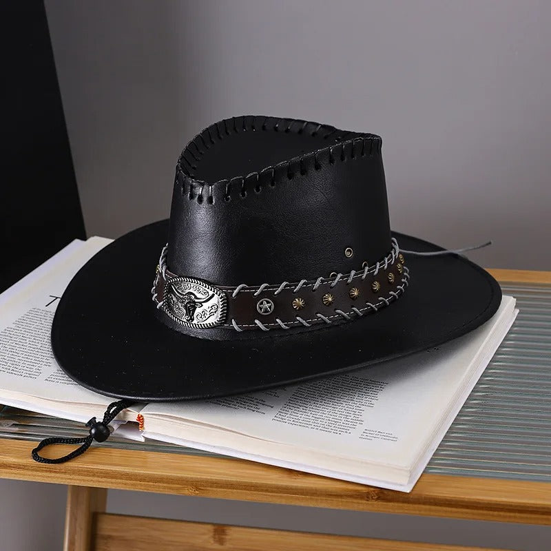 Vintage Faux Leather Cowboy Hat