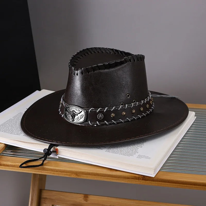 Vintage Faux Leather Cowboy Hat