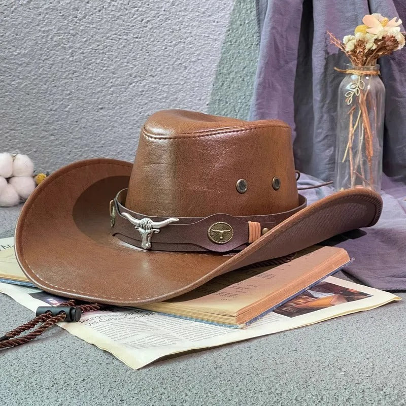 Vintage Faux Leather Cowboy Hats