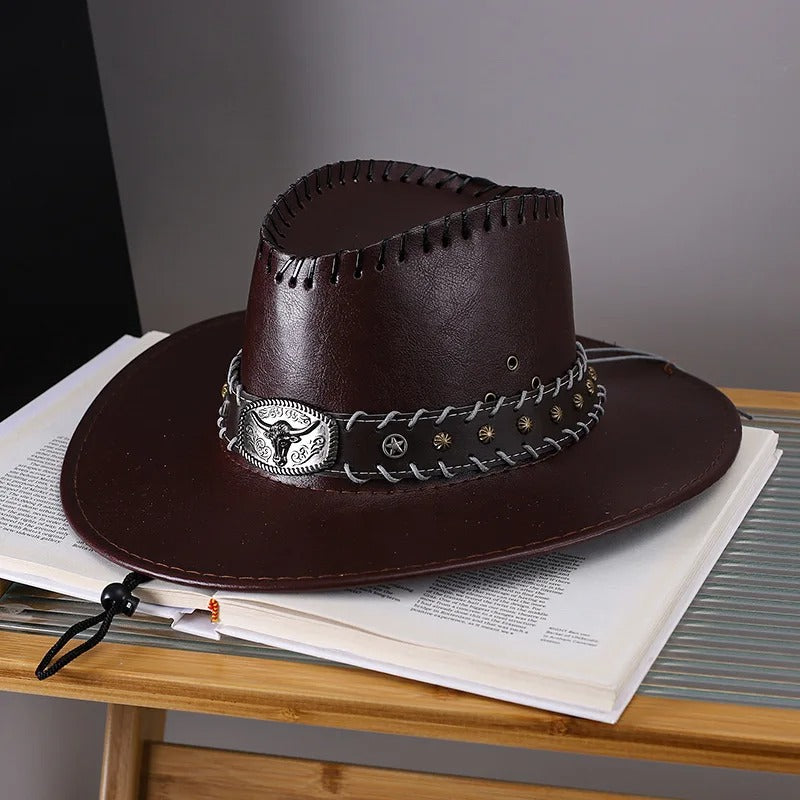 Vintage Faux Leather Cowboy Hat