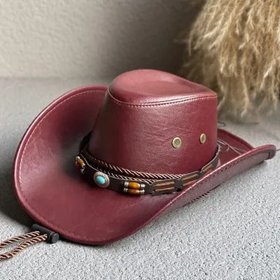 Vintage Faux Leather Cowboy Hats
