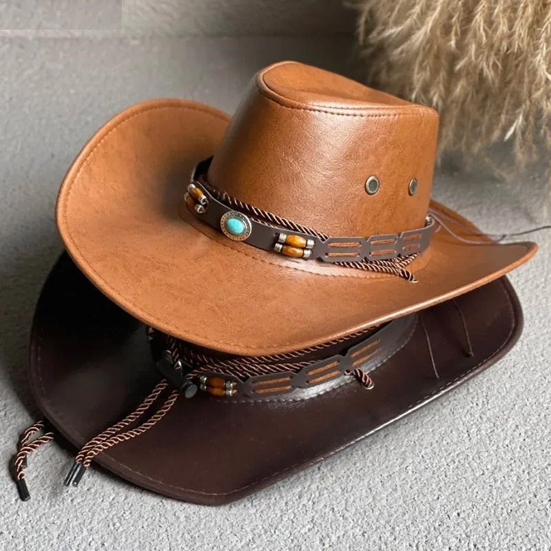 Vintage Faux Leather Cowboy Hats