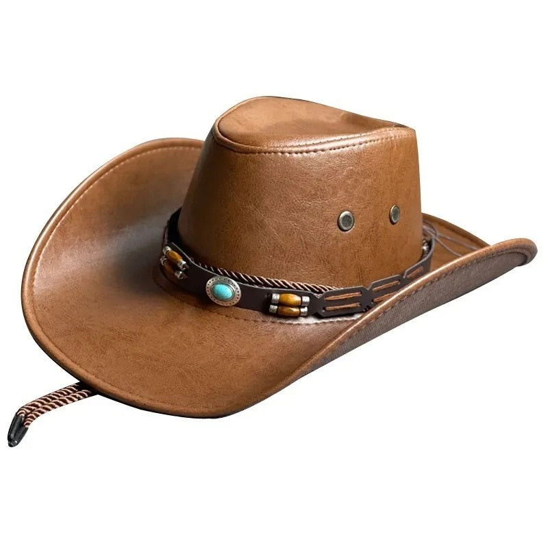 Vintage Faux Leather Cowboy Hats