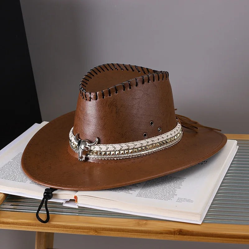 Vintage Faux Leather Cowboy Hat