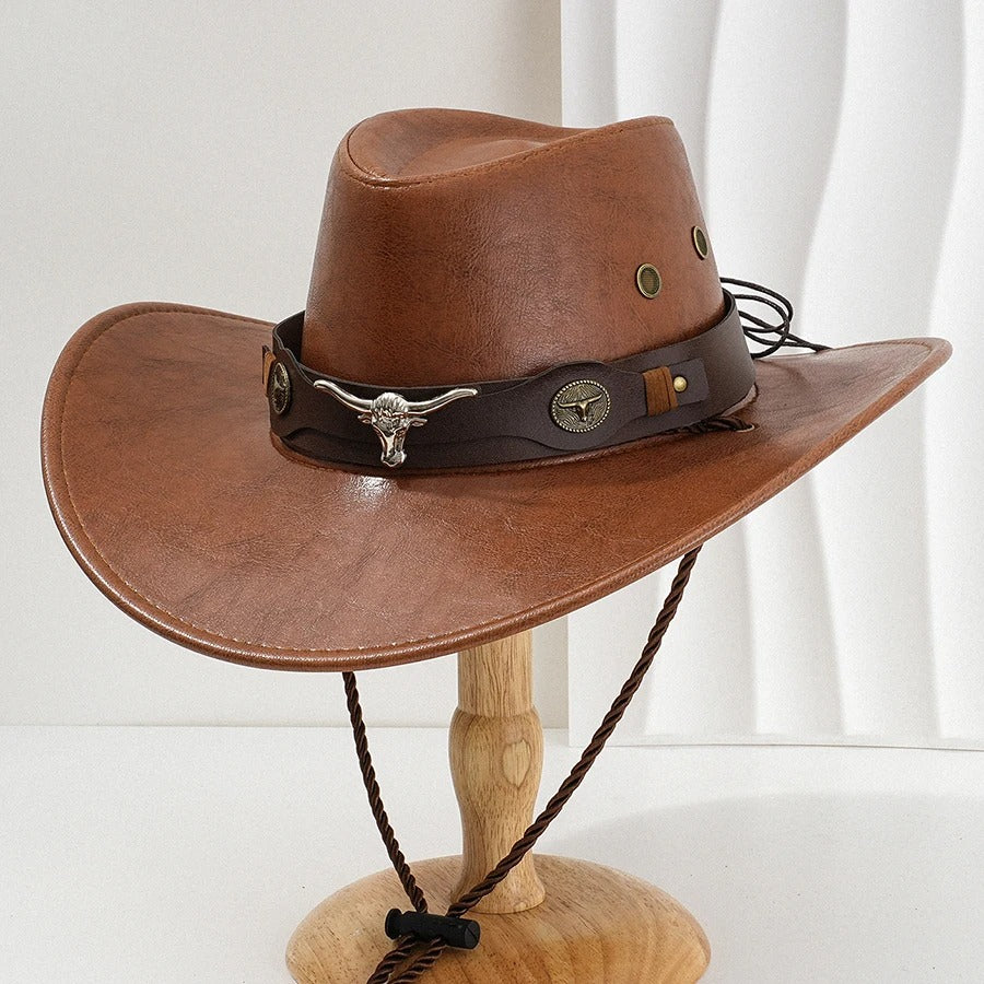 Vintage Faux Leather Cowboy Hat