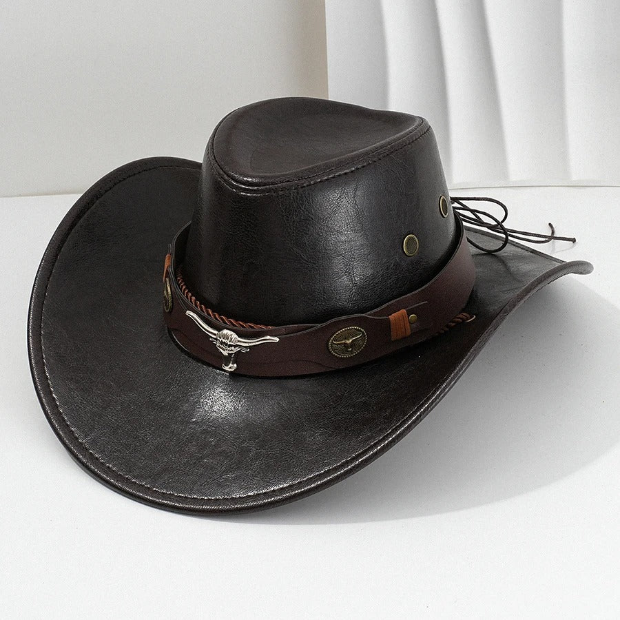 Vintage Faux Leather Cowboy Hat