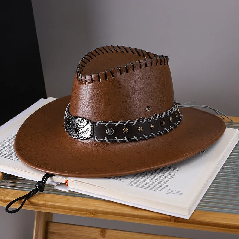 Vintage Faux Leather Cowboy Hat