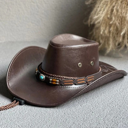 Vintage Faux Leather Cowboy Hats
