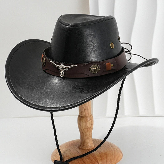 Vintage Faux Leather Cowboy Hat