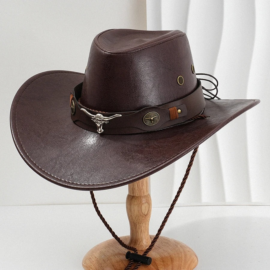 Vintage Faux Leather Cowboy Hat