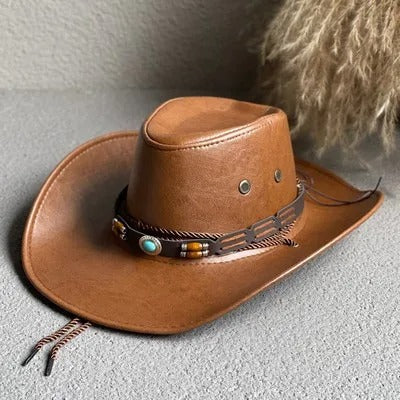 Vintage Faux Leather Cowboy Hats