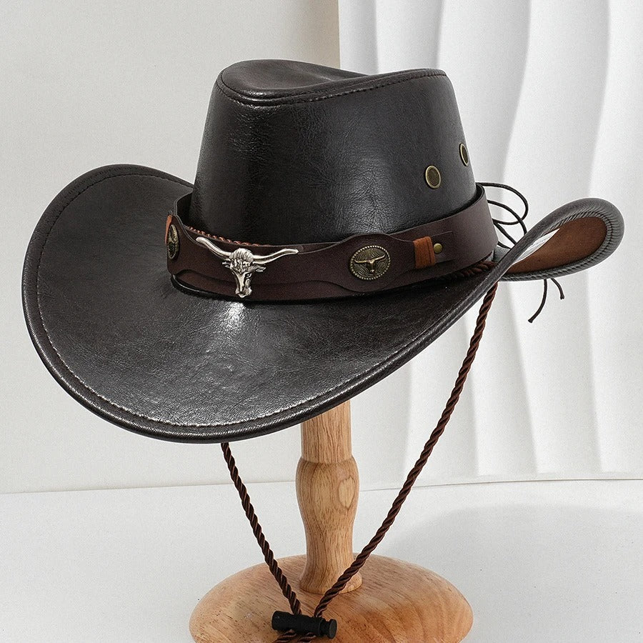 Vintage Faux Leather Cowboy Hat