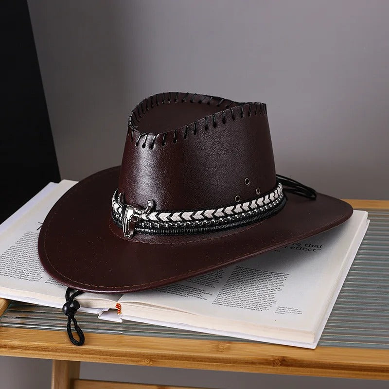 Vintage Faux Leather Cowboy Hat