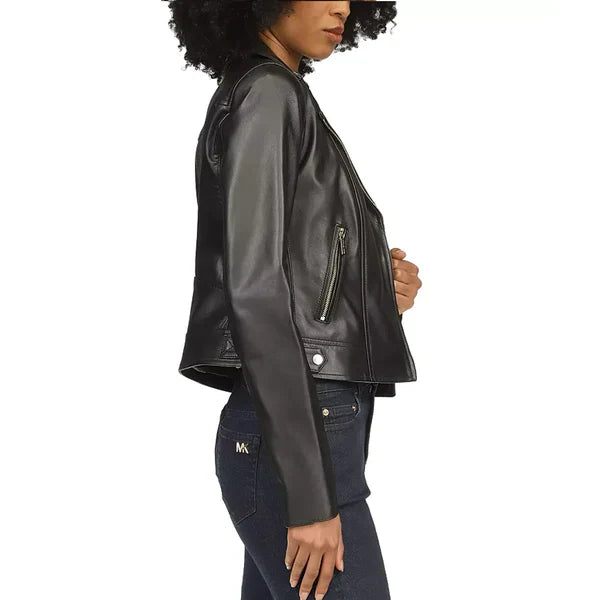 Michael Kors Women’s Moto-Style Leather Jacket