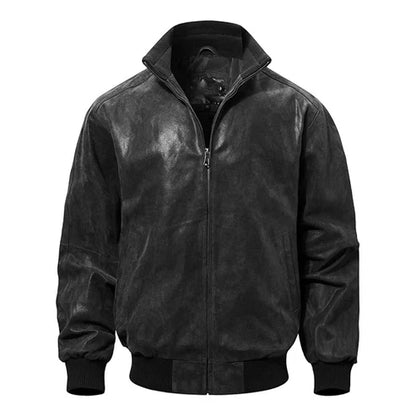 Men’s Casual Bomber Real Leather Jacket – Timeless Everyday Style