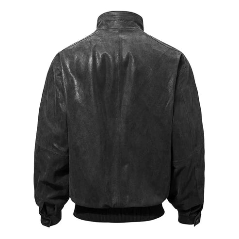 Men’s Casual Bomber Real Leather Jacket – Timeless Everyday Style