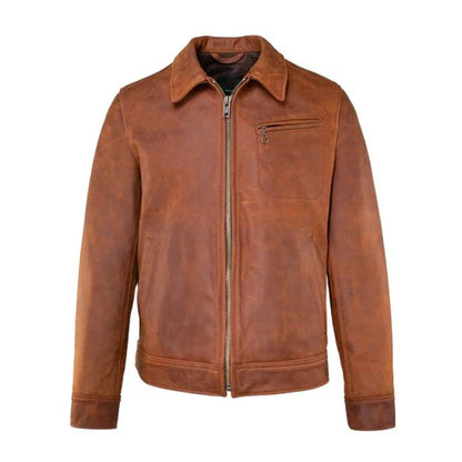 Men’s Brown Apex Leather Jacket – Modern Classic Outerwear