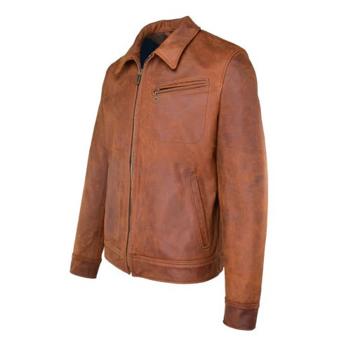 Men’s Brown Apex Leather Jacket – Modern Classic Outerwear