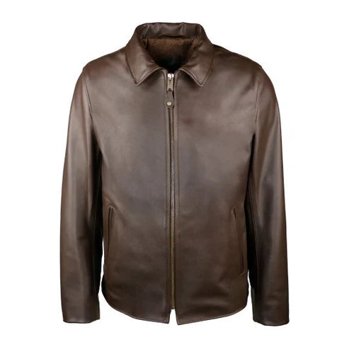 Men’s Brown Rebel Biker Leather Jacket – Rugged Motorcycle Style