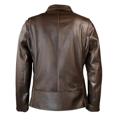 Men’s Brown Rebel Biker Leather Jacket – Rugged Motorcycle Style