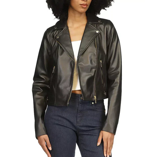 Michael Kors Women’s Moto-Style Leather Jacket