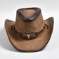 Men’s Leather Cowboy Hat Wide Brim Western & Jazz Style