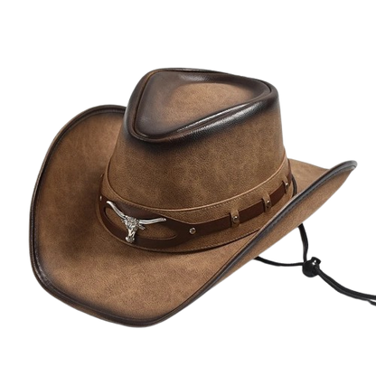 Men’s Leather Cowboy Hat Wide Brim Western & Jazz Style
